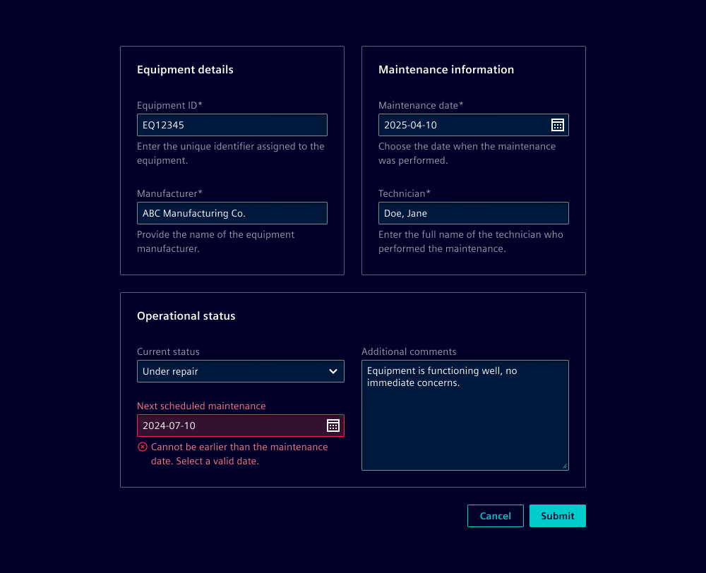 Input with labels and helper texts