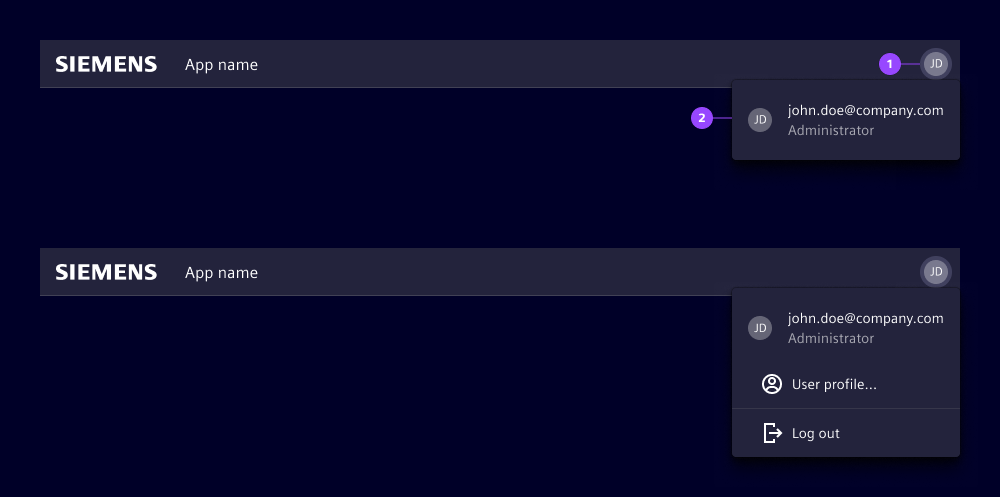 Avatar and avatar dropdown