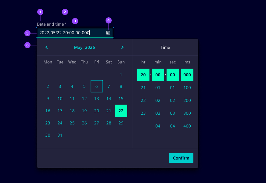 Date time input overview