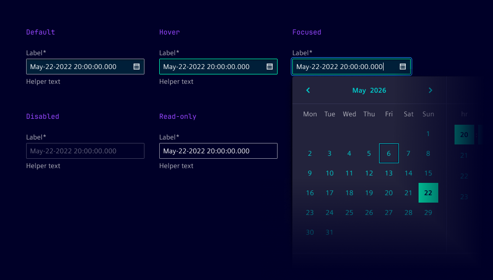 Date time input states