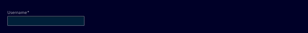 UI example showing the field label Username followed immediately by an asterisk without space.