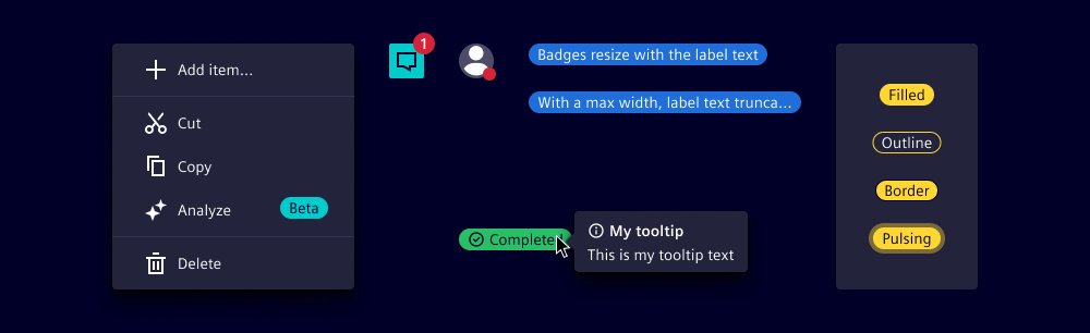 Badge options