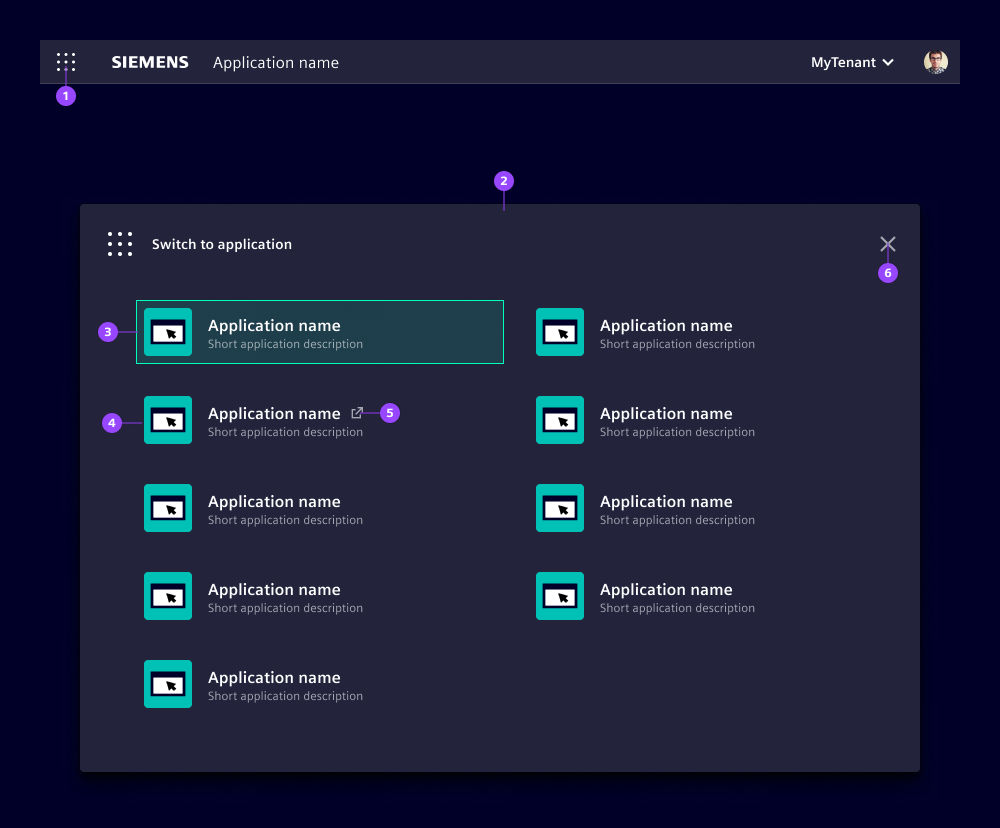Application switch and modal