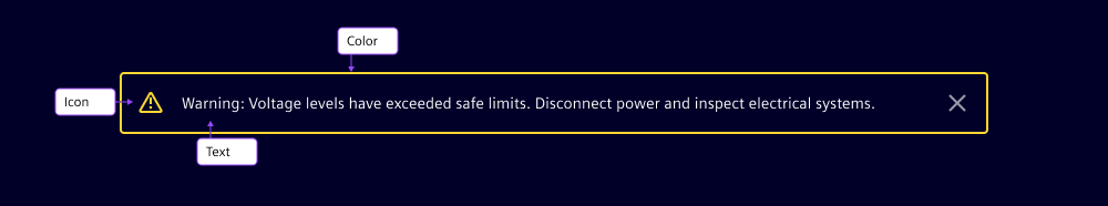 Use of color and icon in message bars