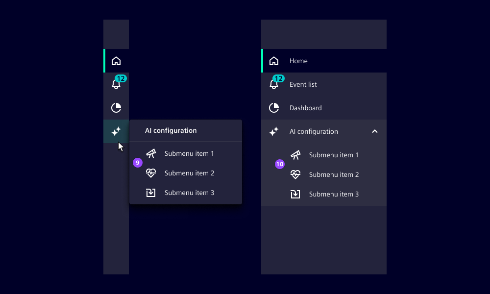 Second level items with icons
